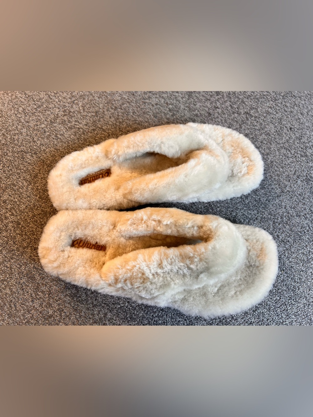 OluKai Women's Cream Fuzzy Slip-On Slippers
